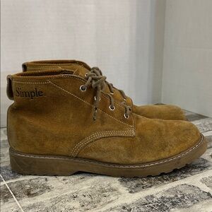 Simple Men's Tan Suede Leather Work Boots Style #2400